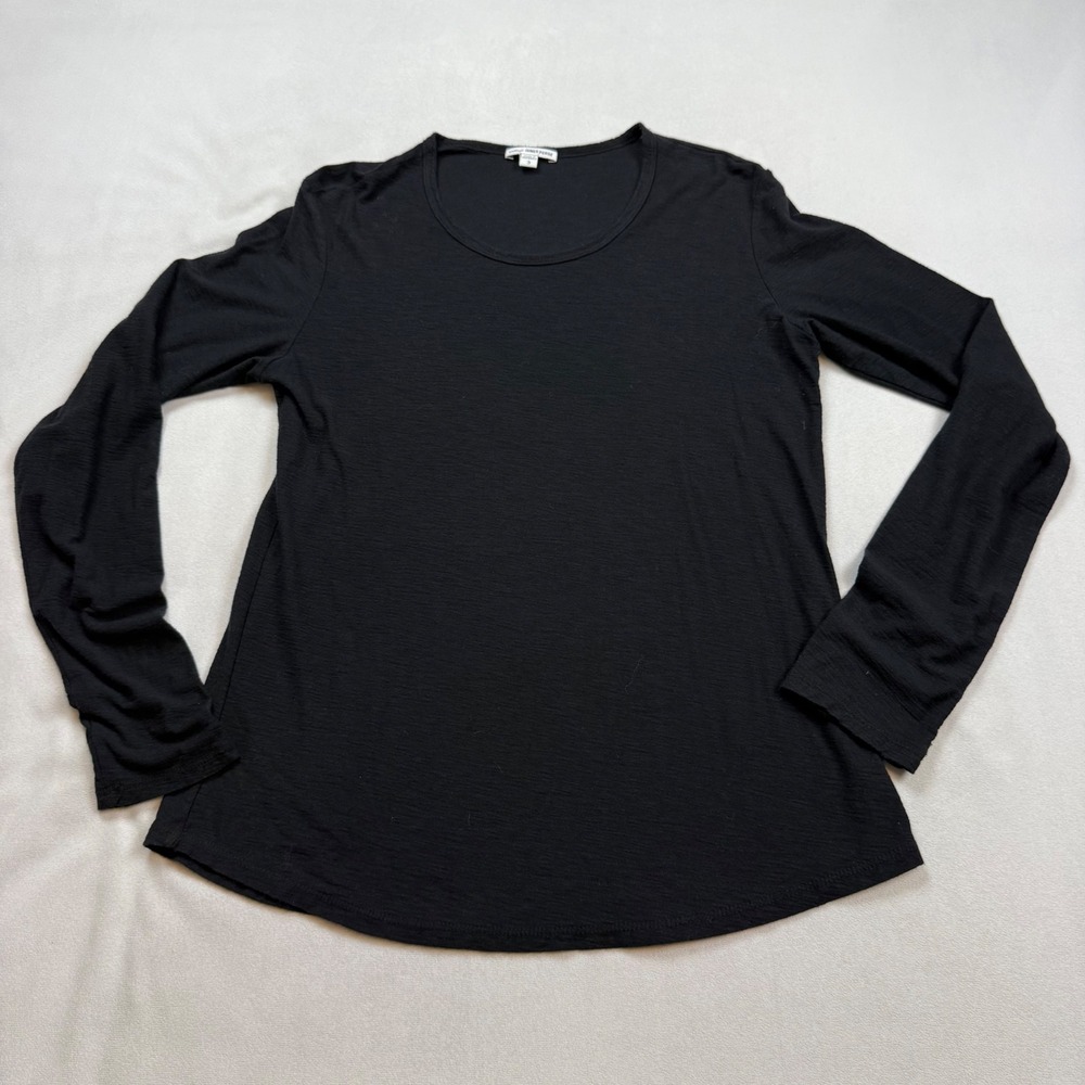 James Perse Standard Black Long Sleeve Cotton Modal Slub Tee WSVH3160CU Size 3